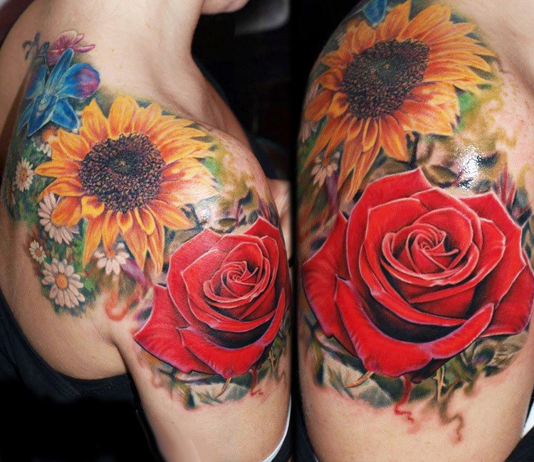 working on my moms flowergarden sleeve tattoo  YouTube