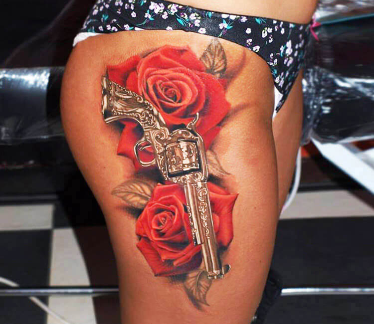 Voorkoms Tattoo Gun and Rose Combo Tattoo Waterproof Men and women  Temporary Body Tattoo  Amazonin Beauty