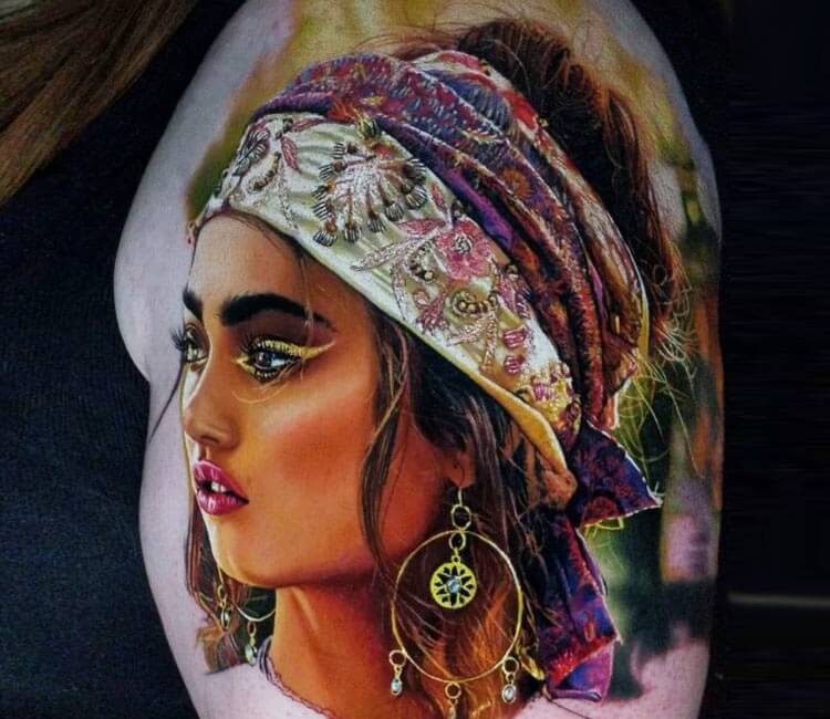 Traditional Gypsy Girl Tattoo Design by ivebeencalledmax on DeviantArt
