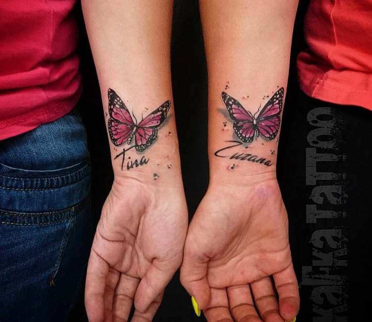 Matching butterfly tattoo for sisters