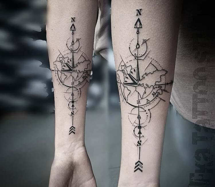 Compass and arrow done by Jared Rocker at Clovis ink. (Clovis Ca) : r/ tattoos