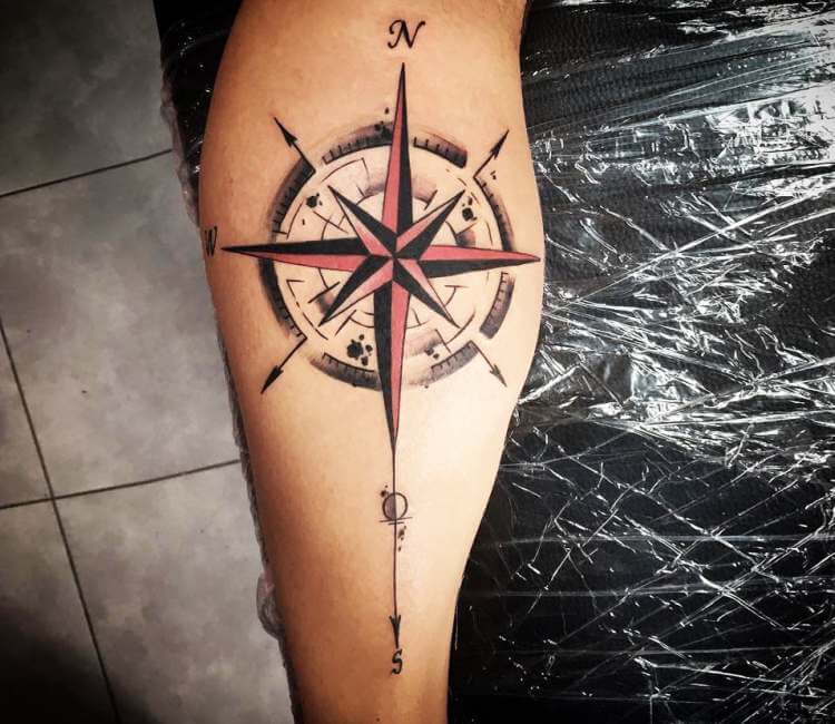 White Background Compass Tattoo on Forearm | Joel Gordon Photography