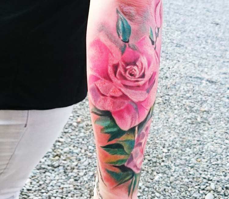 Tatto Ideas 2017  Pink Rose Design on Shoulder Cap 30 Beautiful Flower  Tattoo Designs  by Fashion Viral  Medium