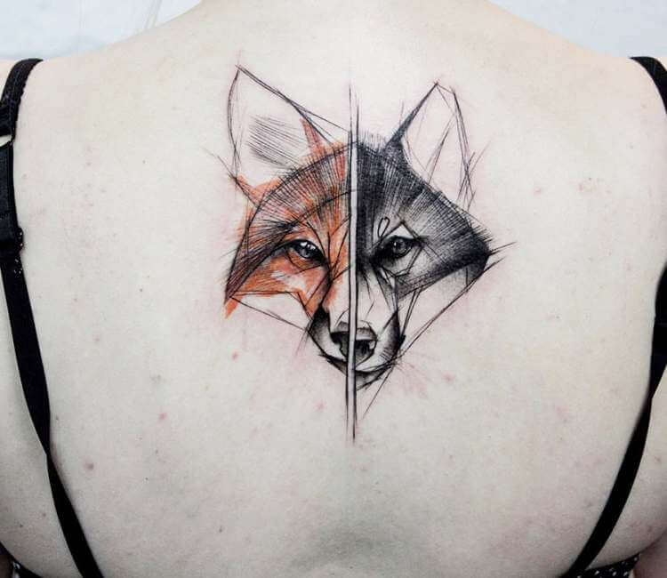Watercolor wolf and fox tattoos  Tattoogridnet