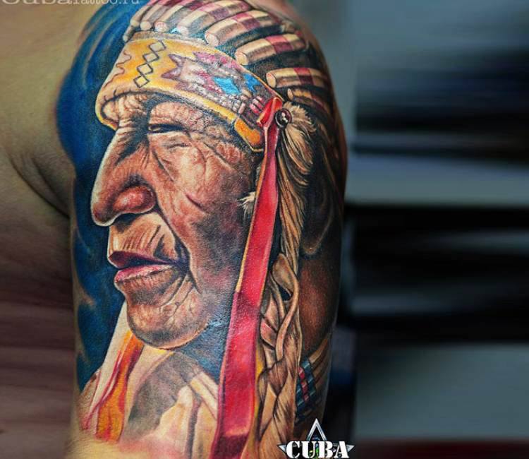 Tattoo designs characterized by bold outlines, realism art, limited color  palettes, and imagery such as wolves, owls, arrows, native indian, navajo,  dreamcatchers on Craiyon