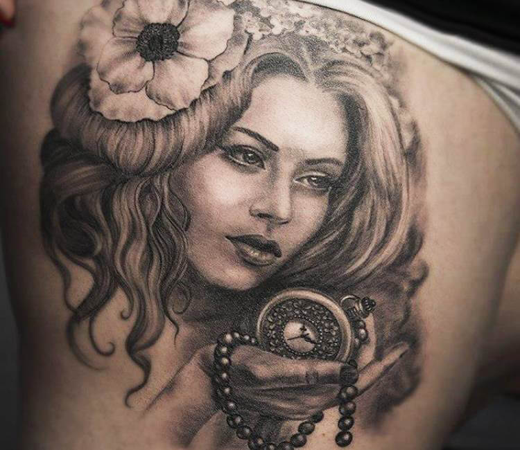 woman portrait tattoo dayofthedeath rose  Portrait tattoo Portrait  Polynesian tattoo
