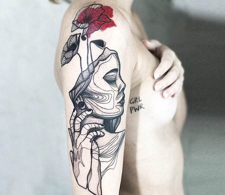 Hand Drawn Skull Flower Tattoo Design Stock Vector Royalty Free 613097108   Shutterstock