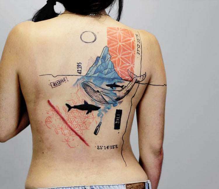 ocean tattoos on back