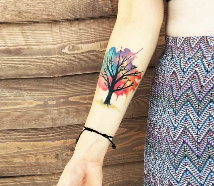 Watercolor Tree Tattoo by koraykaragozler on DeviantArt