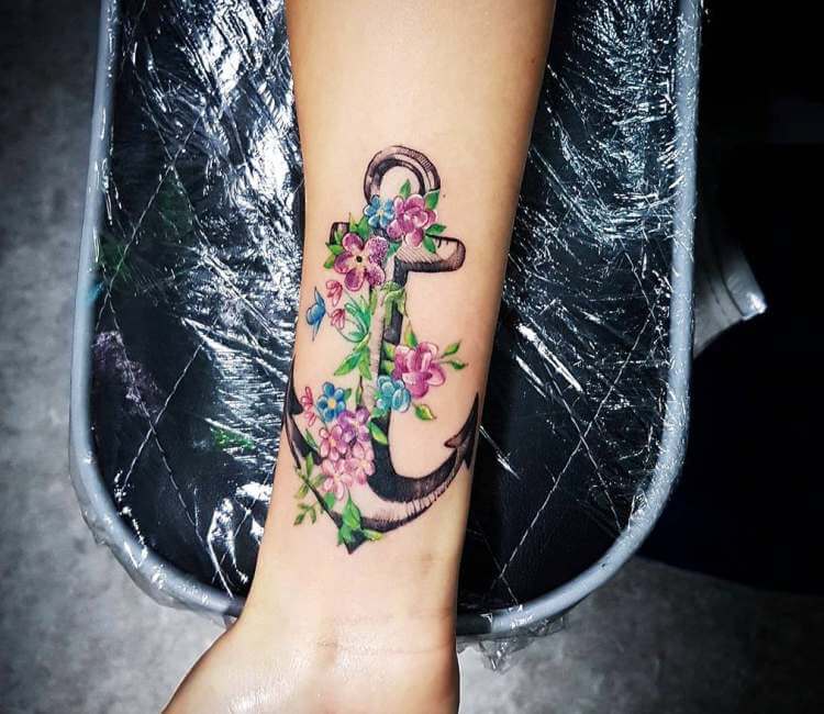 Anchor With Bow Tattoo