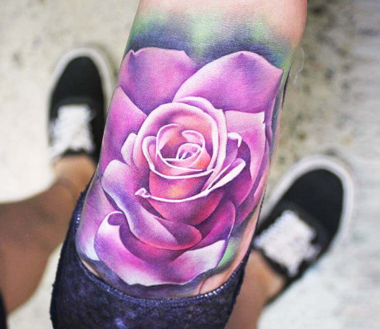 Tattoo uploaded by Miran Kim  purple rose tattoo  Tattoodo
