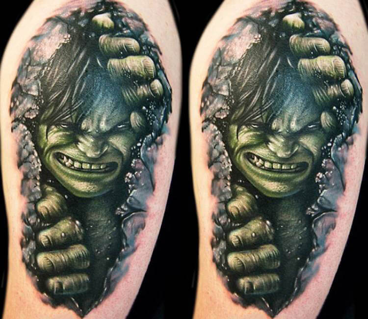 Cracked Skin Hulk Tattoo On Full Back By Sana James
