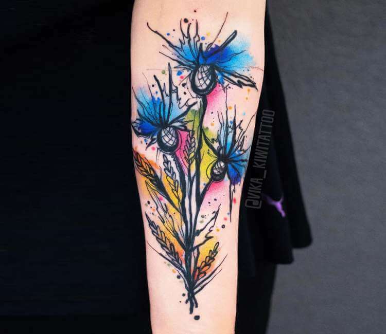 Small Cornflower by Ann Lilya Temporary Tattoo set of 3 - Etsy