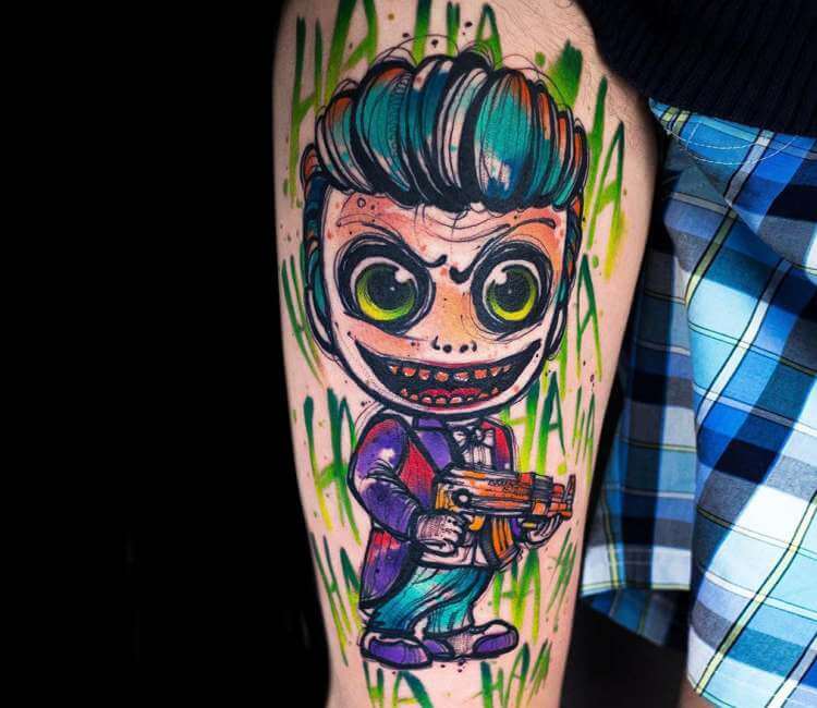 Joker Cartoon Tattoo by Capone TattooNOW