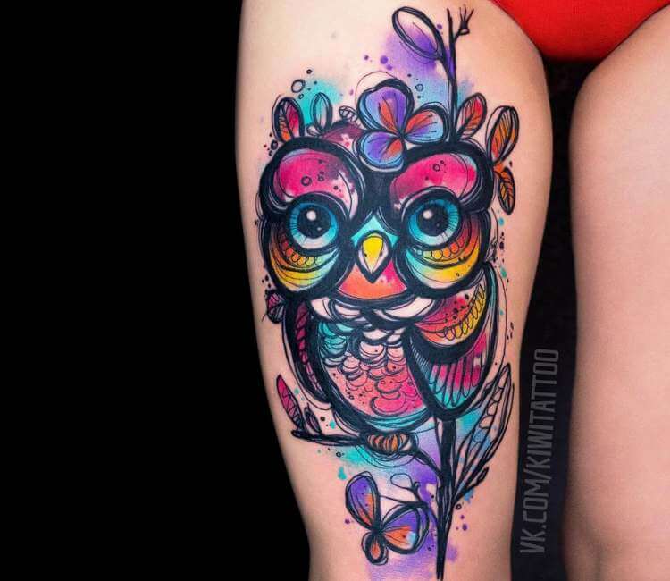 Baofuli Pencil Sketch Owl Cartoon Temporary Tattoo Geometric Art Tattoo  Black Waterproof