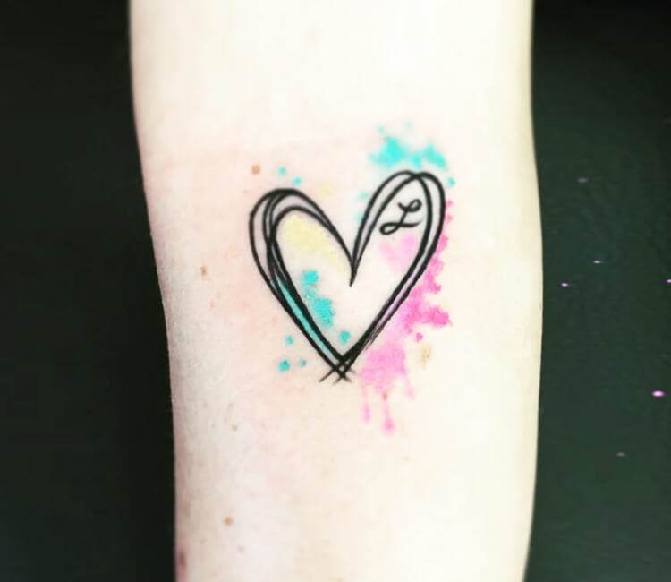 Tattoo uploaded by Tracy Marie  Watercolor Heart Gem Couples Tattoos   Tattoodo