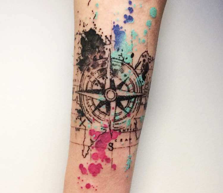 26 Watercolor Tattoo Compass Katrissecoral