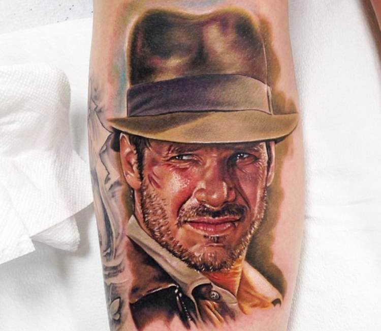 Tattoo uploaded by Robert Davies  Indiana Jones Tattoo by Matt Cooley  traditional traditionalportrait MattCooley IndianaJones  Tattoodo