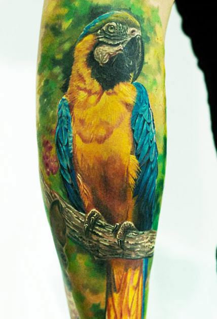 Realistic 3D Raven Bird Tattoo On Men Half Sleeve – Truetattoos