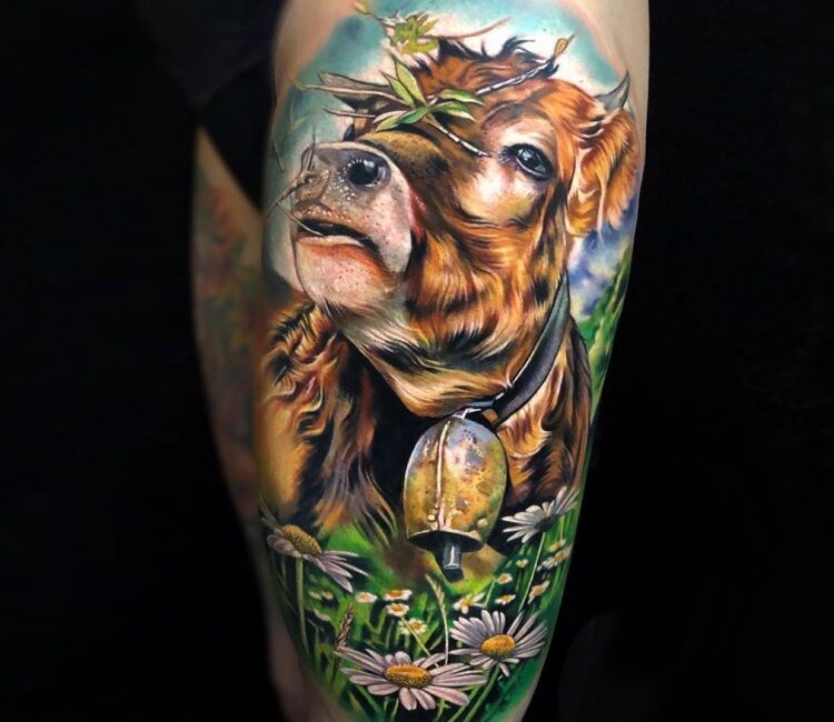 Cow tattoo by Lena Art