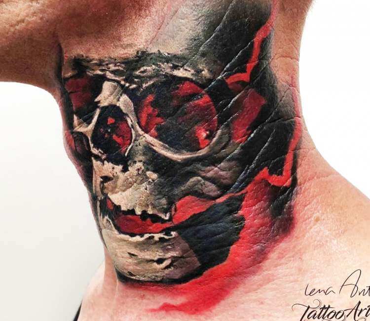Red Skull on Gold Filigree Best Temporary Tattoos| WannaBeInk.com