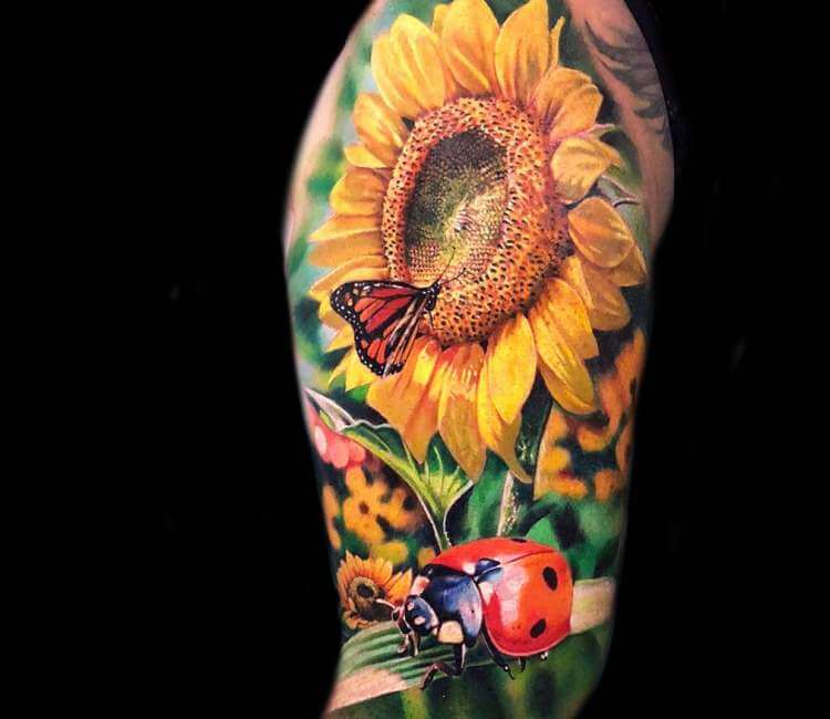 Sunflower tattoo by Lena Art | Photo 26749