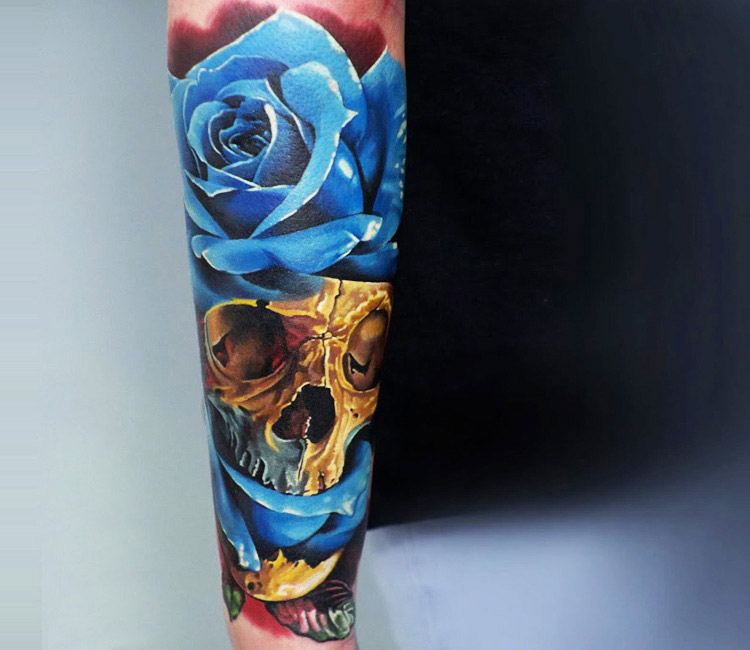 Sugar skull and flower tattoo design by Ronny-Inked on DeviantArt
