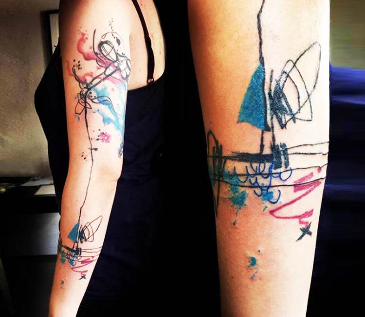 Abstract Tattoo Sleeve Brushstroke | Abstract tattoo, Sleeve tattoos,  Geometric sleeve tattoo