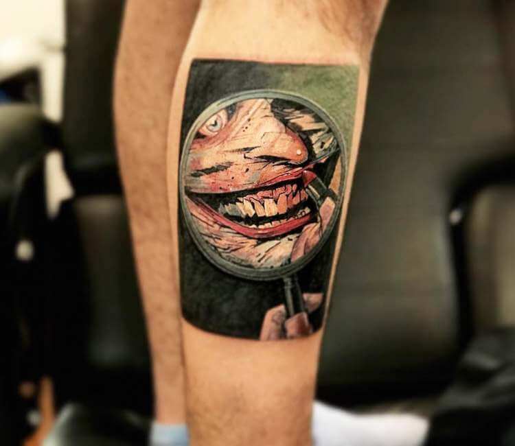 Tattoo uploaded by Taco Soze Gaming • My first tattoo done and complete # Joker #Batman #Smile #Chaotic #Unevenonpurpose • Tattoodo