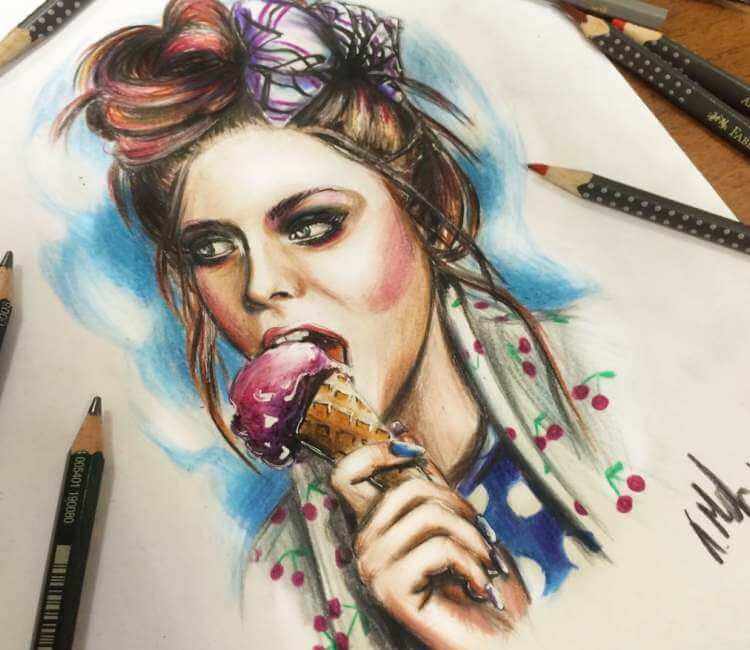 girl color pencil drawing by glenn | Image
