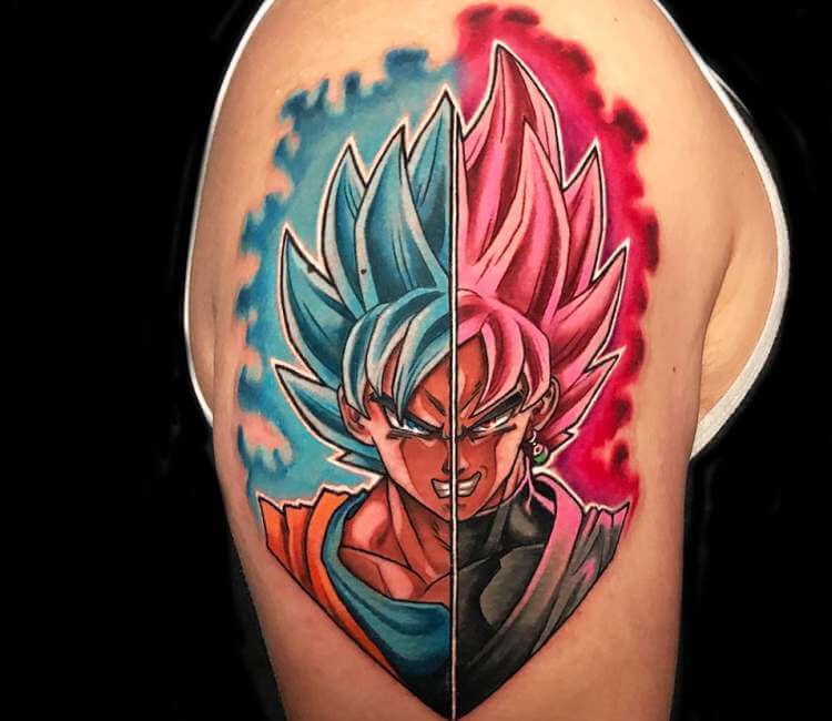 Jerzey Ink Tattoo - Goku and Gohan half sleeve ! Complete half sleeve done  in black and grey using characters from Dragon Ball ! Done by:  @genaroreyesoliva #tattooshop #tattooartist #halfsleevetattoo  #halfsleevetattoos #tattooideas #