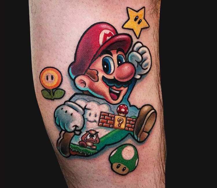 Pixelated Super Mario Bros tattoo by Aran Campas TattooNOW