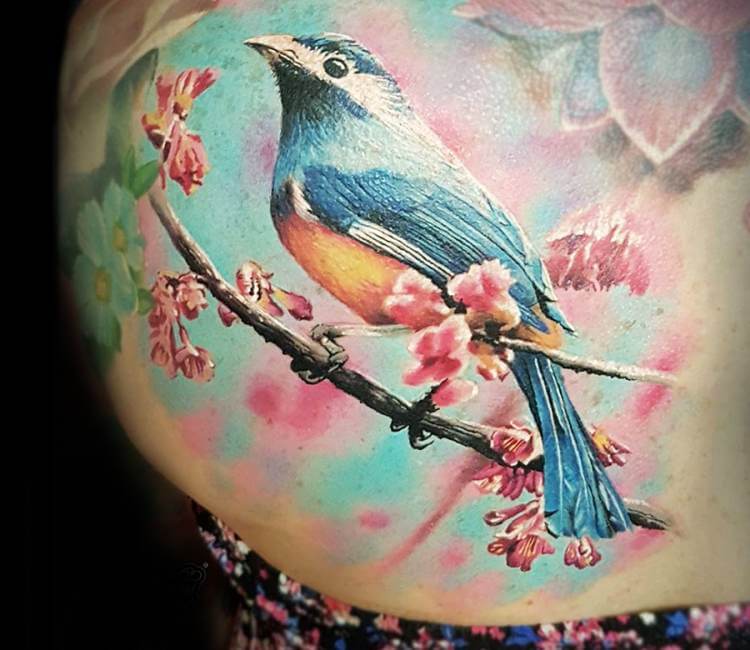 Bird and Flowers tattoo by Marco Pepe | Post 20913
