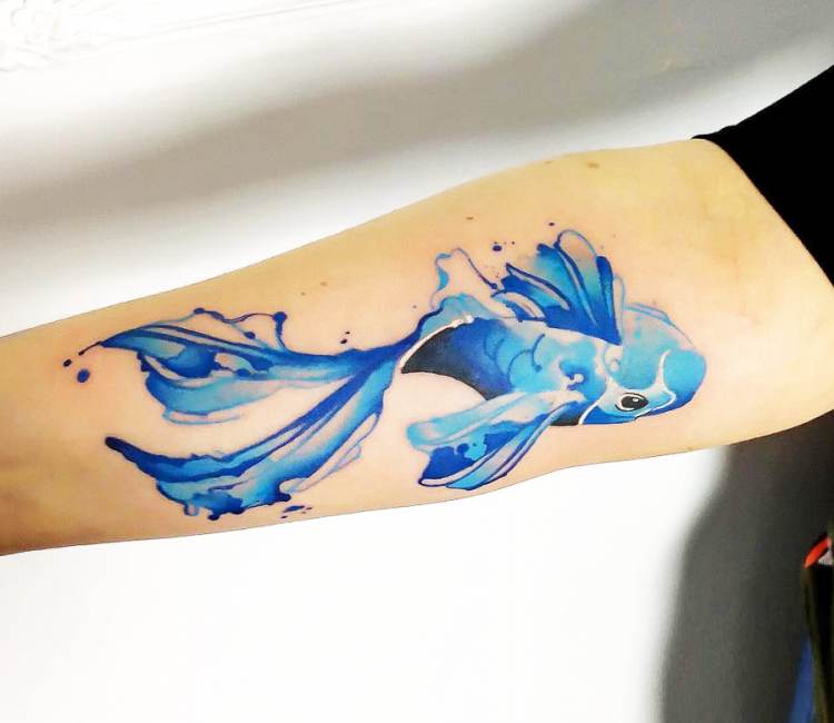 Blue koi Fish tattoo by Marco Pepe