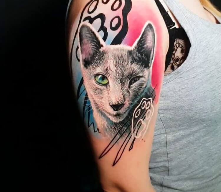 Tattoo uploaded by Robert Davies  Grumpy Cat Tattoo by Iva Gustincic   Tattoodo