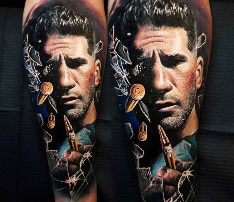 Tattoo tagged with: fictional character, tatuaje, tatuajes, black, big,  hongdam, upper arm, punisher | inked-app.com