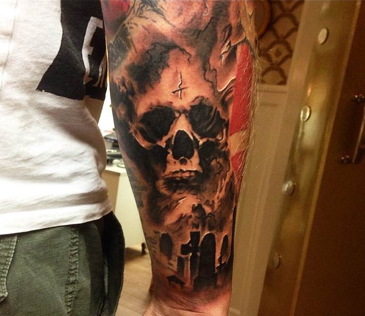 Looking for a skull blended in with treelinegraveyard imagery for a  forearm tattoo Skull preferably up top Any ideas  rDrawMyTattoo