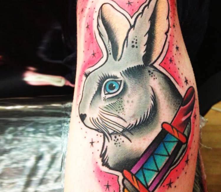 Watercolor rabbit tattoo - Tattoogrid.net