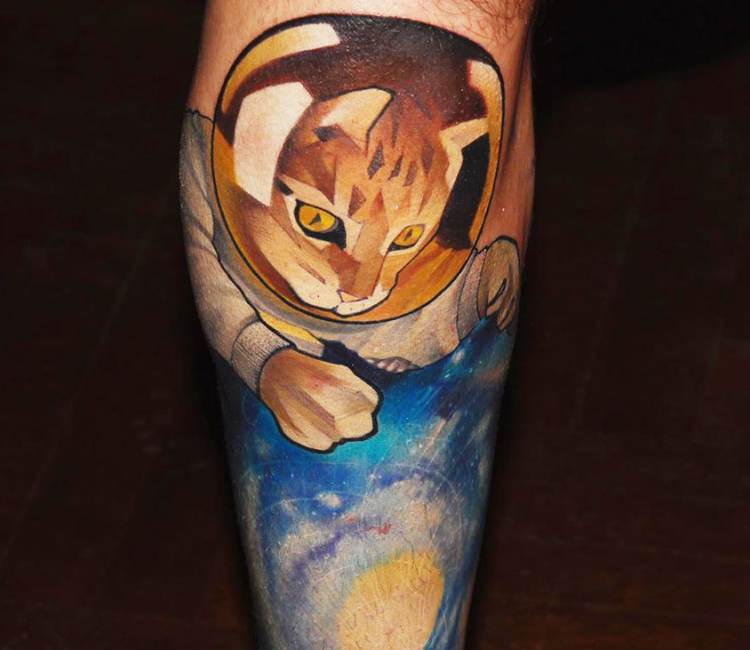 scar cover up of my cat astronaut mike dexter Done by David wood at acme  tattoo in Jacksonville fl  rtattoos
