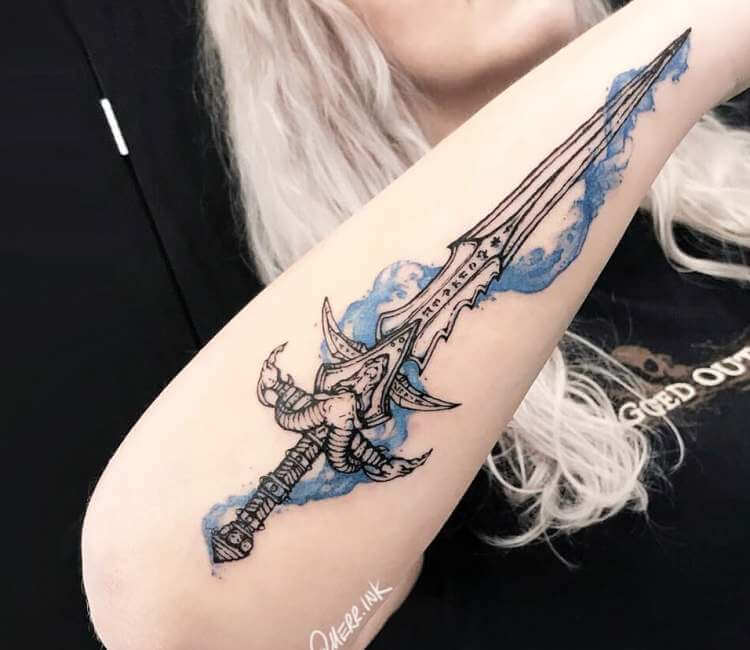 I got 2B's sword as a tattoo!! : r/nier