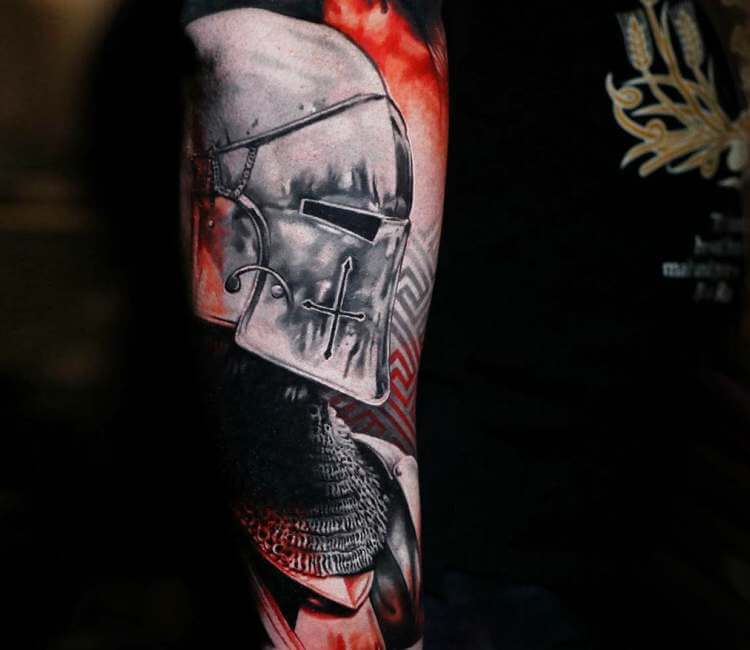 Knight and wolf tattoo done at True Body Art Studio  Tattoogridnet