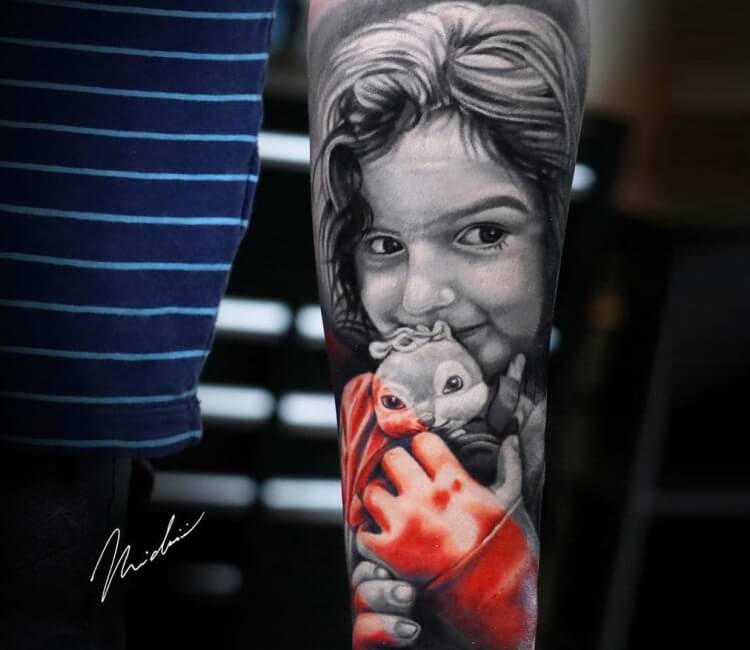 Little girl tattoo by Michael Cloutier  Photo 28936