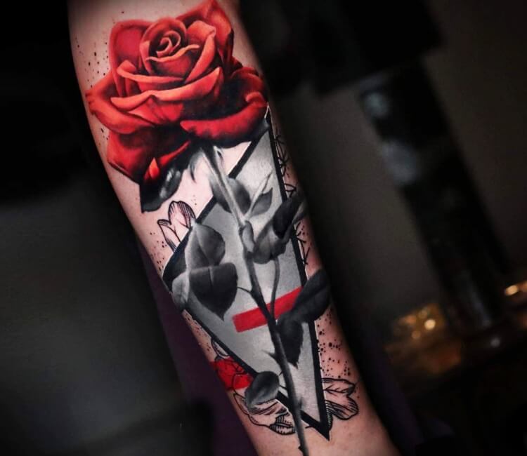 Red rose tattoo by Michael Cloutier
