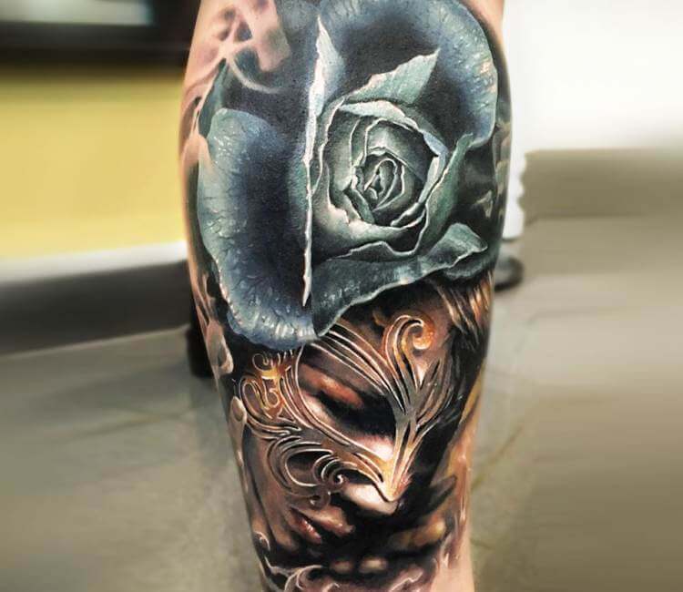 Mask And Rose Tattoo By Michael Taguet Post 21077