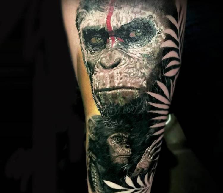 ArtStation  Planet of the apesCaesar Emir Ajybekov  Planet of the apes  Gorilla tattoo Gorillas art