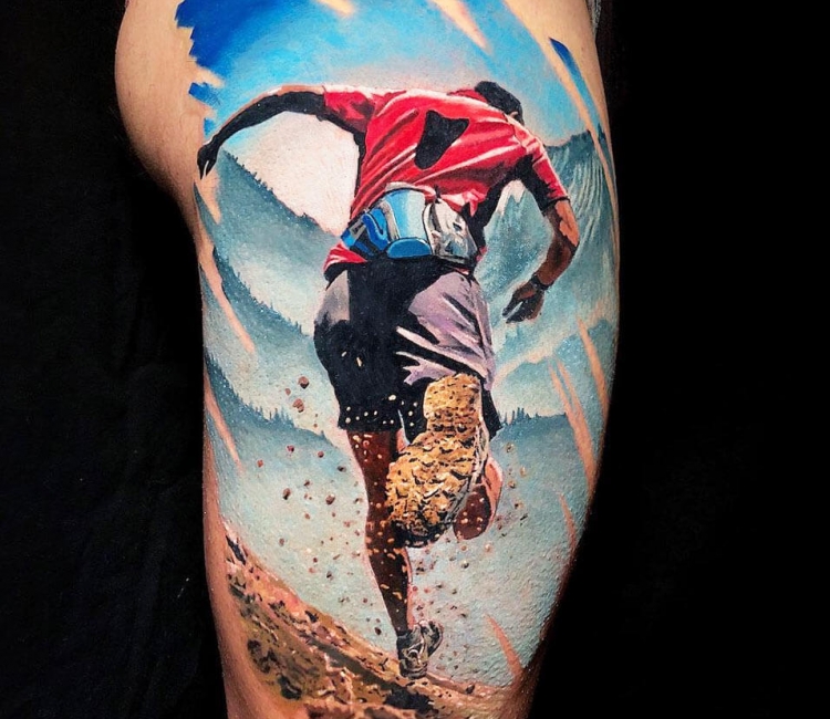 Running man tattoo by  The Break Room Tattoo Lounge  Facebook
