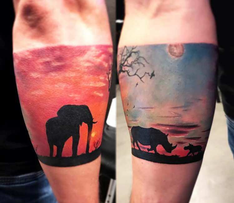 Binary sunset by 'M' at Celebrity Ink in Patong, Thailand : r/tattoos