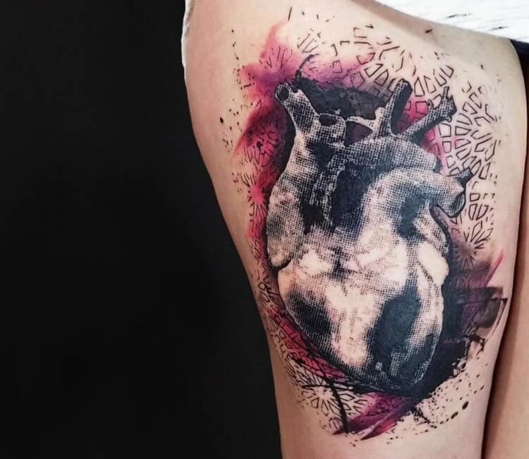 Tattoo uploaded by JenTheRipper • Pretty anatomical heart tattoo by Juli  Hamilton #JuliHamilton #engraving #anatomicalheart #flower • Tattoodo