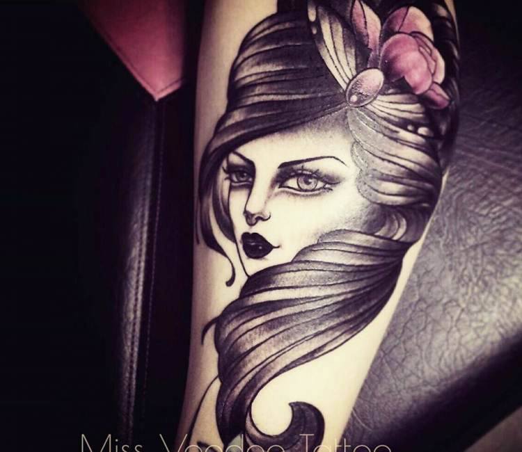 Woman portrait tattoo by Miss Voodoo Tattoo | Post 14622