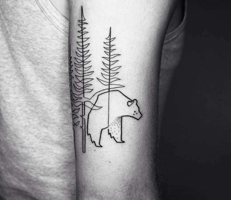 Polar bear in a minimalist but masculine way tattoo idea | TattoosAI